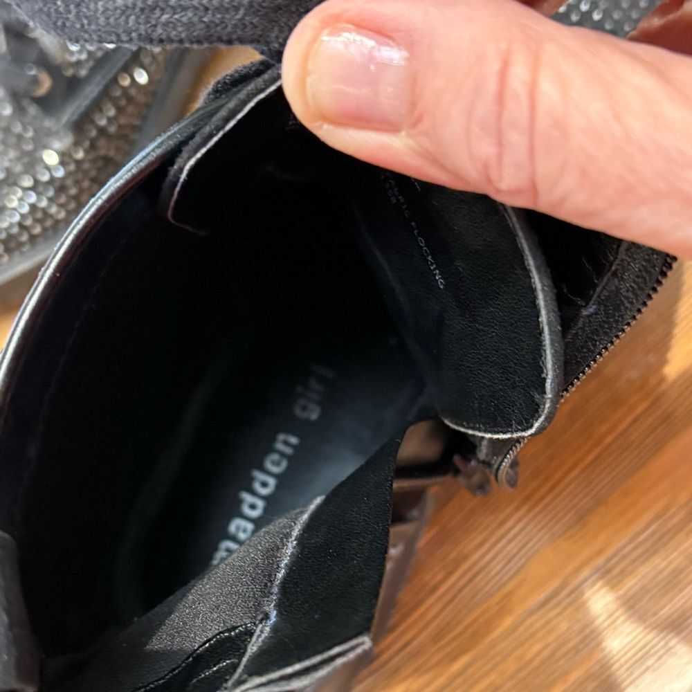 Madden Girl Kirra Black Lace Up Studded Boots - Picture 4 of 12